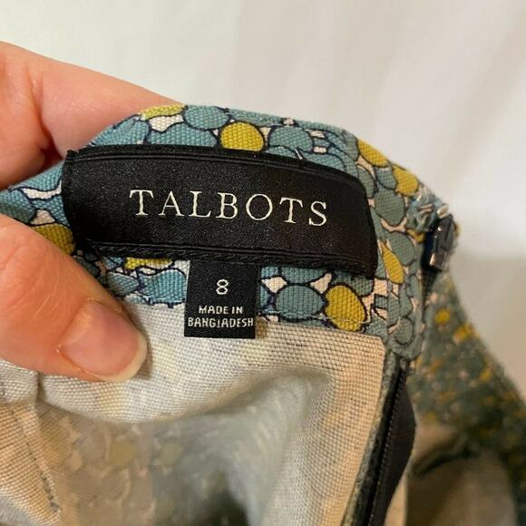 Talbots Womens Yellow Teal Floral Back Zip Pencil Skirt Dark Academia 8 - Picture 7 of 7